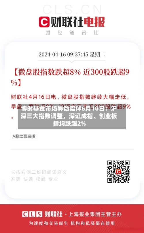 博时基金市场异动陪伴6月10日：沪深三大指数调整，深证成指、创业板指均跌超2%